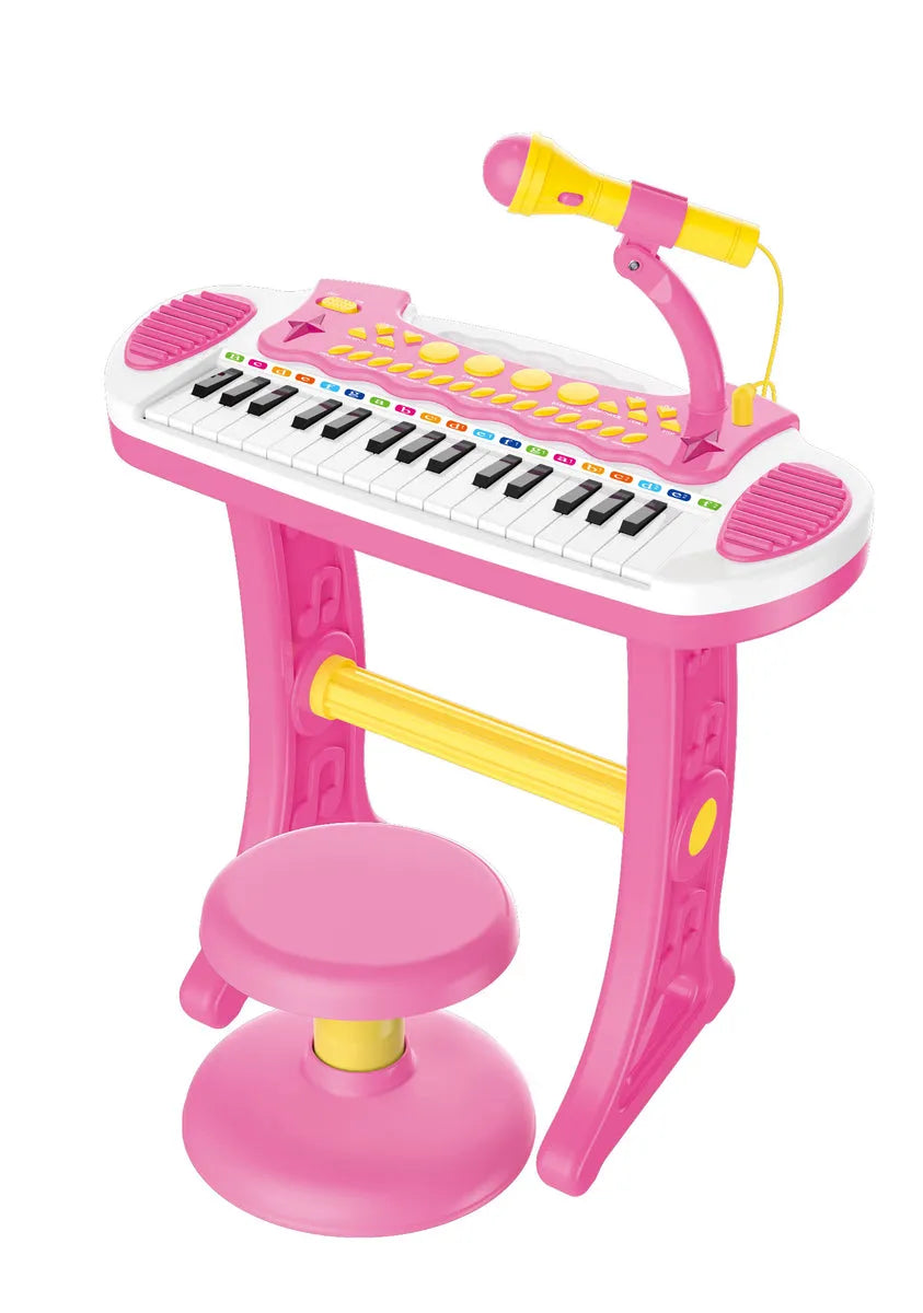 Lenoxx Children's Electronic Keyboard with Stand Musical Instrument Toy - Pink 2039