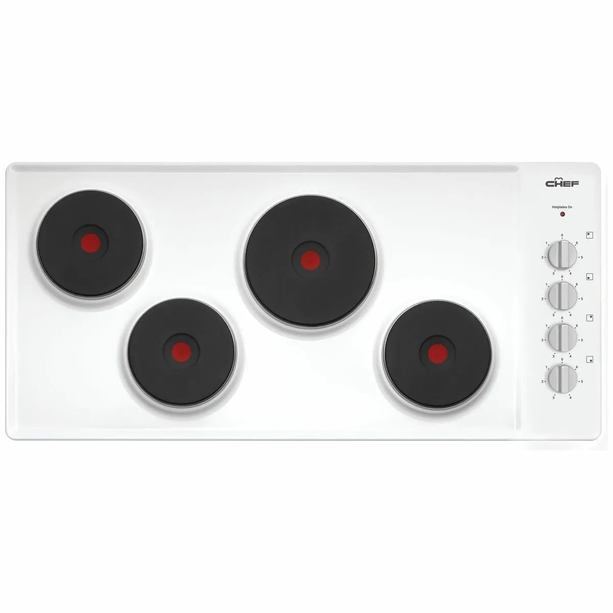 Chef 90cm Electric Enamel Cooktop - White CHS942WB