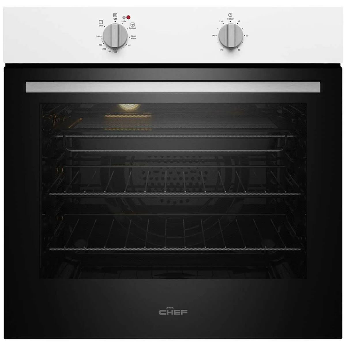 Chef 60cm Multi Function Fan Forced Electric Built-In Oven - White CVE612WB