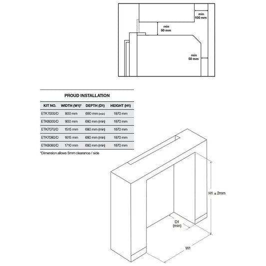 Electrolux 70cm Brushed Aluminium Trim Kit ETK7000