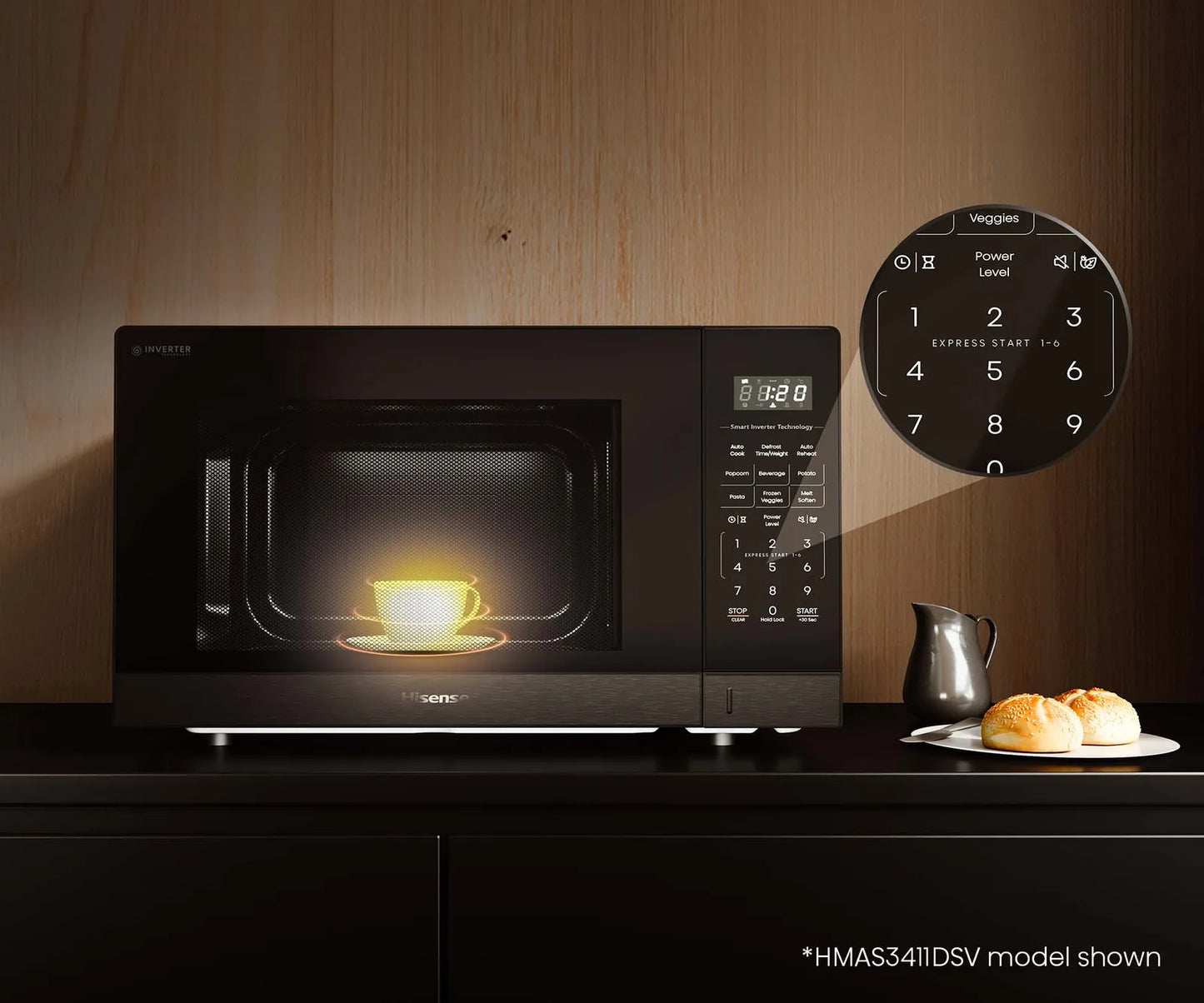 Hisense 42L 1100W Inverter Microwave - Dark Stainless Steel HMAS4211DSV