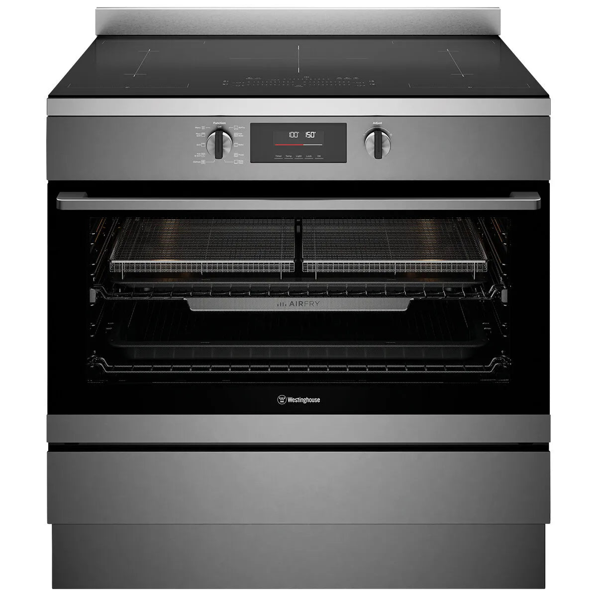 Westinghouse 90cm Electric Freestanding Oven with Induction Cooktop - Dark Stainless Steel WFE9756DD