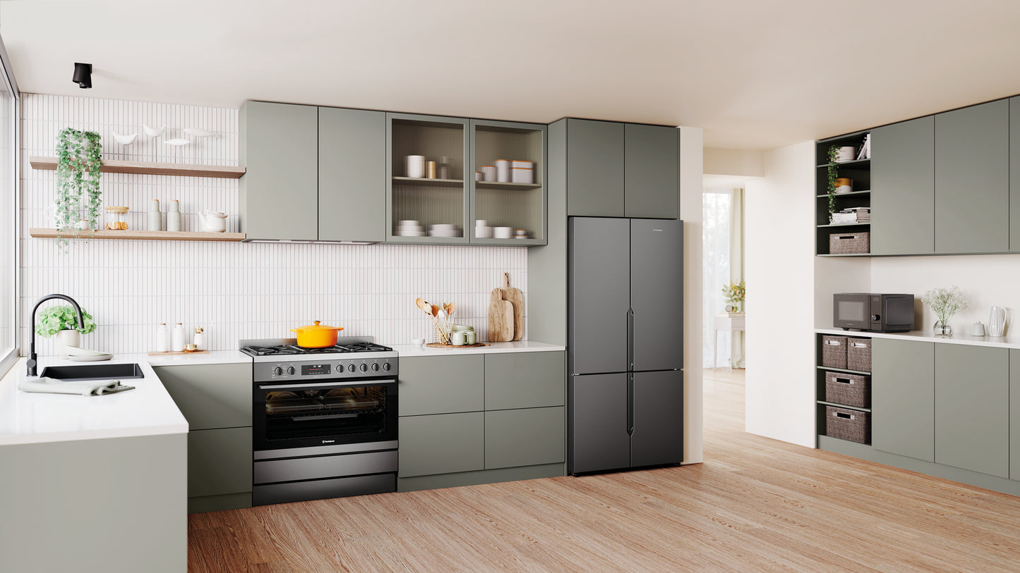Westinghouse 564L French Quad Door Fridge - Matte Charcoal Black WQE5600BB