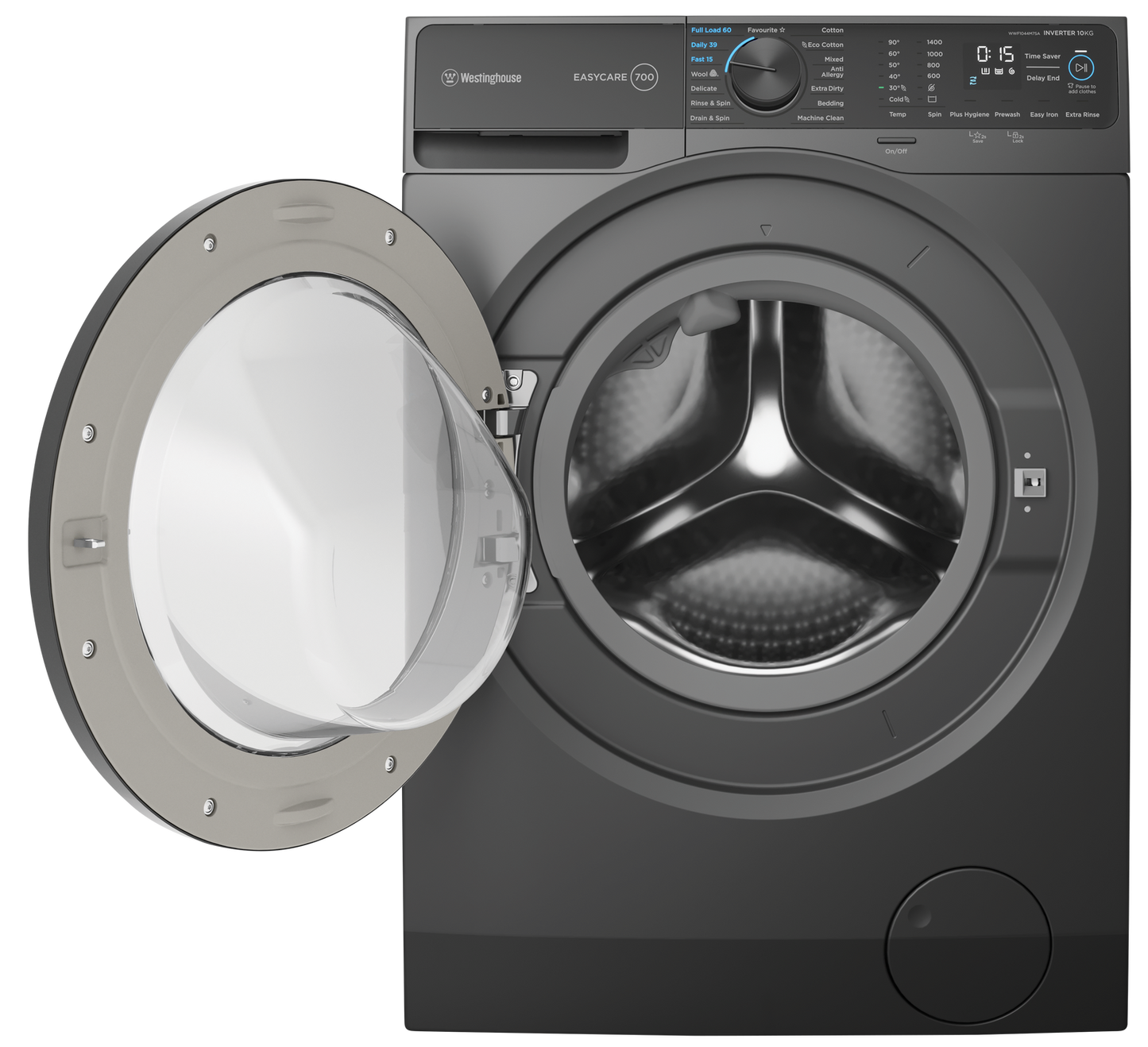 Westinghouse 10kg EasyCare 700 Front Load Washing Machine - Metallic Grey WWF1044M7SA