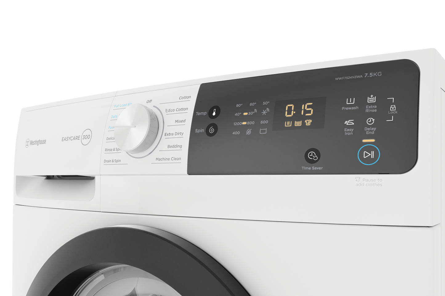Westinghouse 7.5kg EasyCare 300 Series Front Load Washing Machine - White WWF7524N3WA