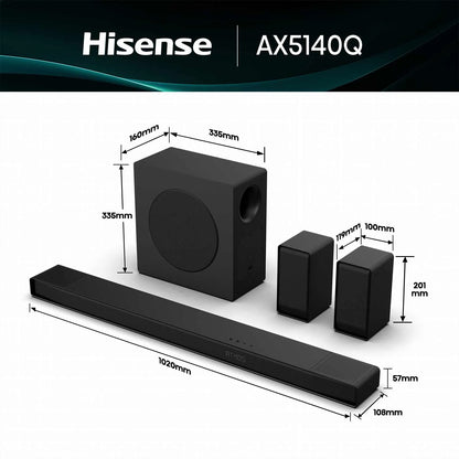 Hisense 5.1.4ch Dolby Atmos Soundbar with Wireless Subwoofer AX5140Q