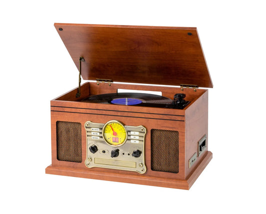 Lenoxx Vinyl, Wireless Streaming plus CD Player in 1 Retro Music Centre All Music Formats BCD118