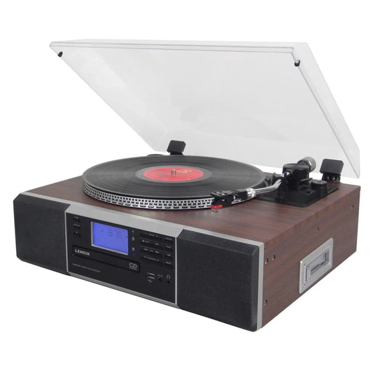 Lenoxx Vinyl Turntable Speaker with Radio, CD, Records, AUX and More BCD120