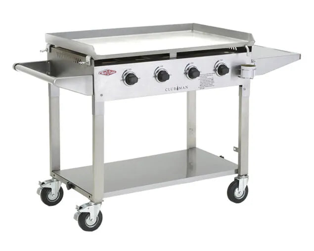 BeefEater Clubman 4 Burner Clubman 4 Burner Flat Top LPG BBQ and Trolley - Stainless Steel BD16440