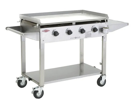 BeefEater Clubman 4 Burner Clubman 4 Burner Flat Top LPG BBQ and Trolley - Stainless Steel BD16440