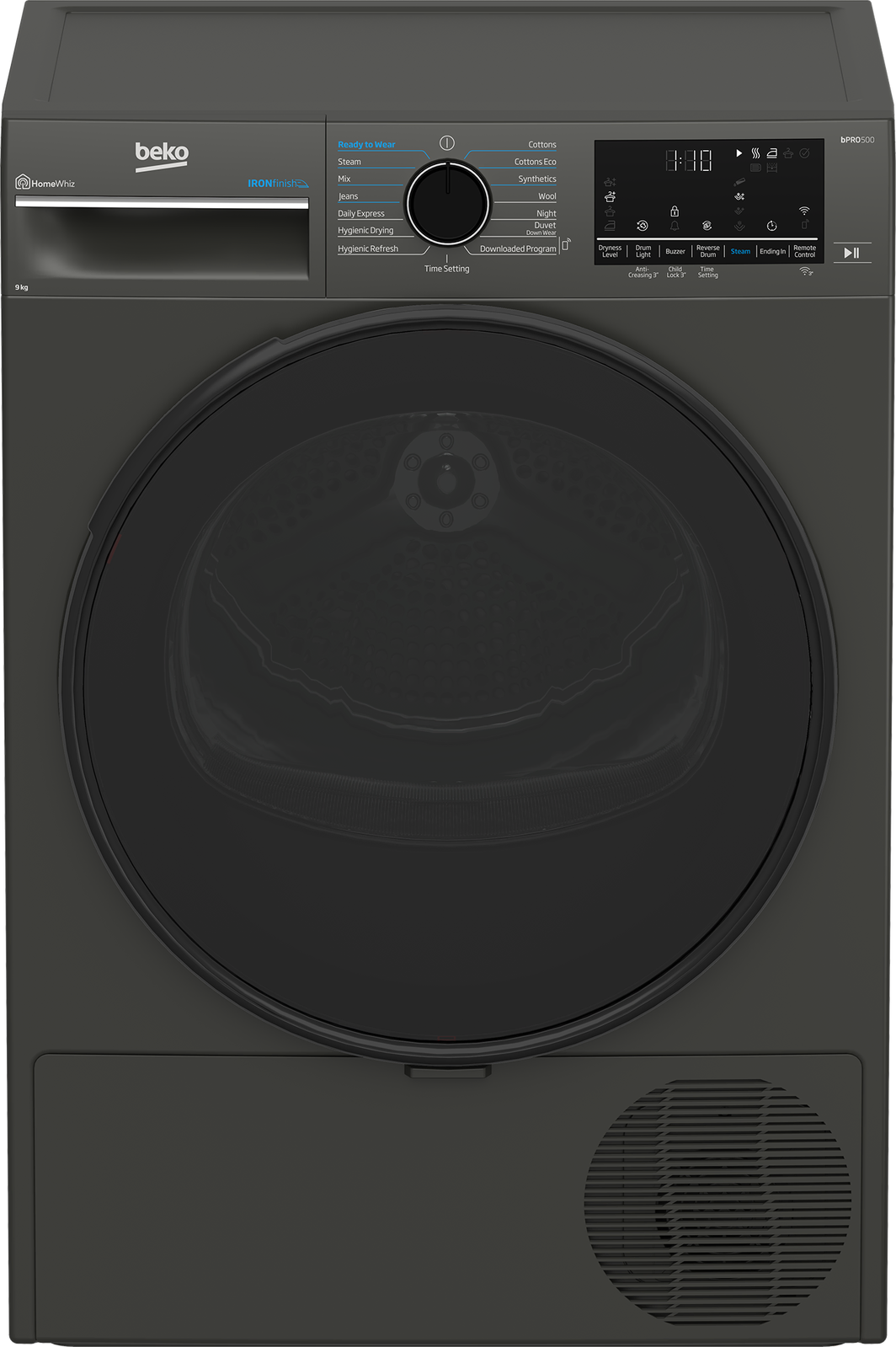 Beko 9kg Heat Pump Dryer with Steam and Wifi - Graphite BDPB903SG