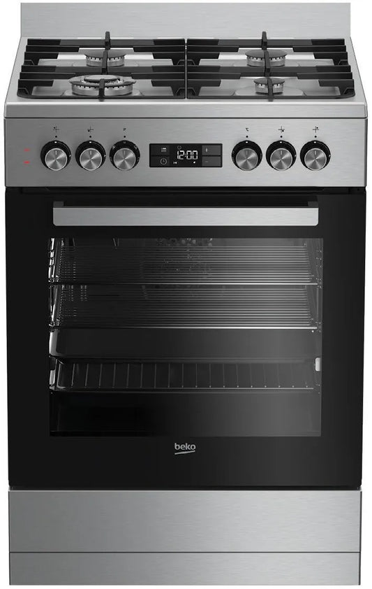 Beko 60cm Dual Fuel Freestanding Oven - Stainless Steel BFC60GMX