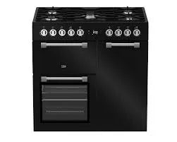 Beko 90cm Multifunction Dual Fuel Freestanding Oven - Black BRC916GMB