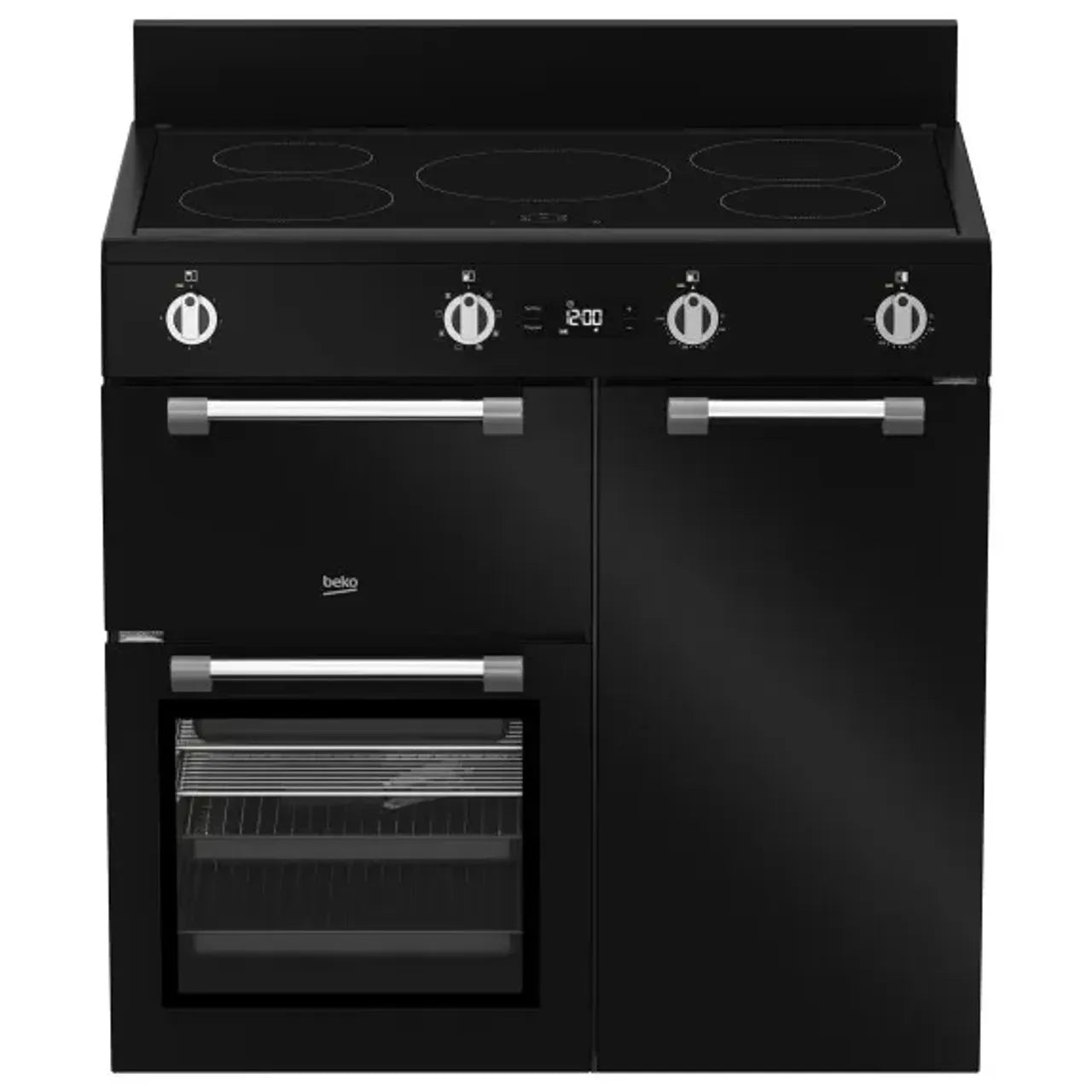 Beko 90 cm Induction Multi Door Freestanding Oven - Black BRC916IMB