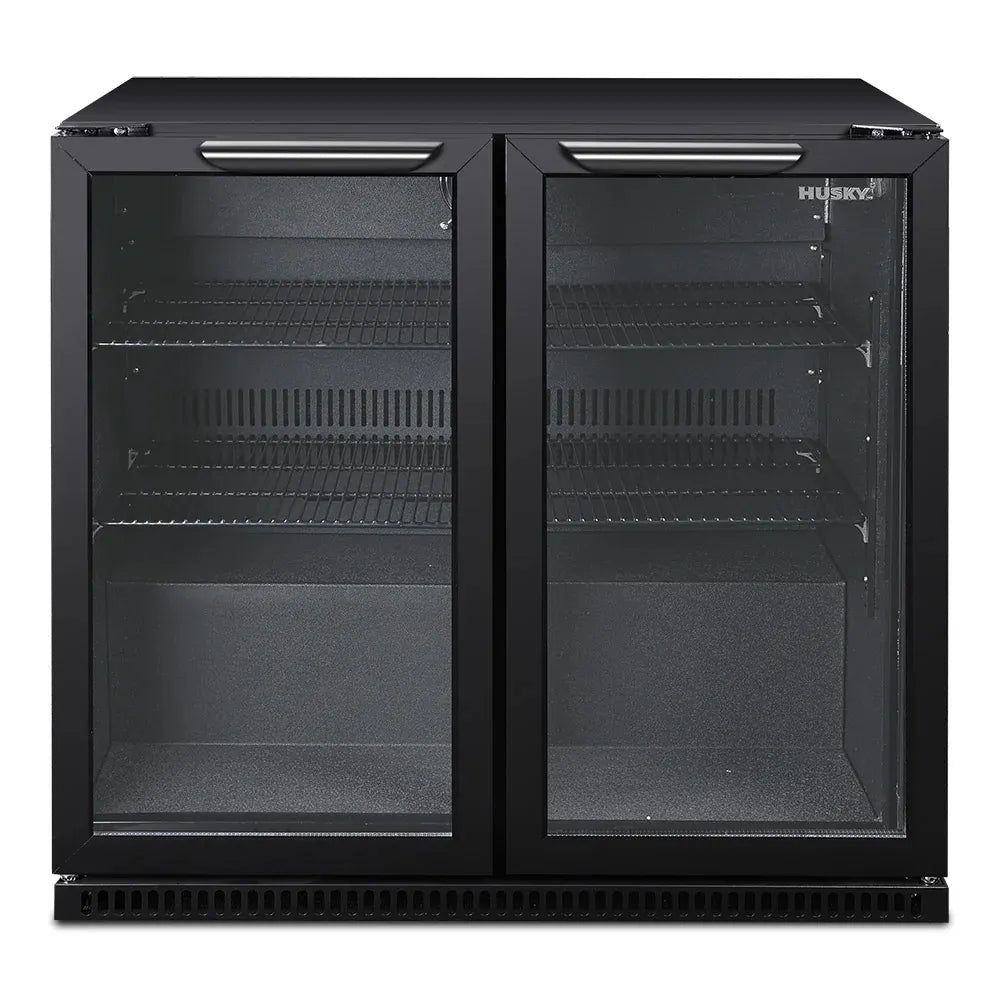 Husky 203L Double Door Homebar Drinks Chiller - Black C2HHMBBKAU