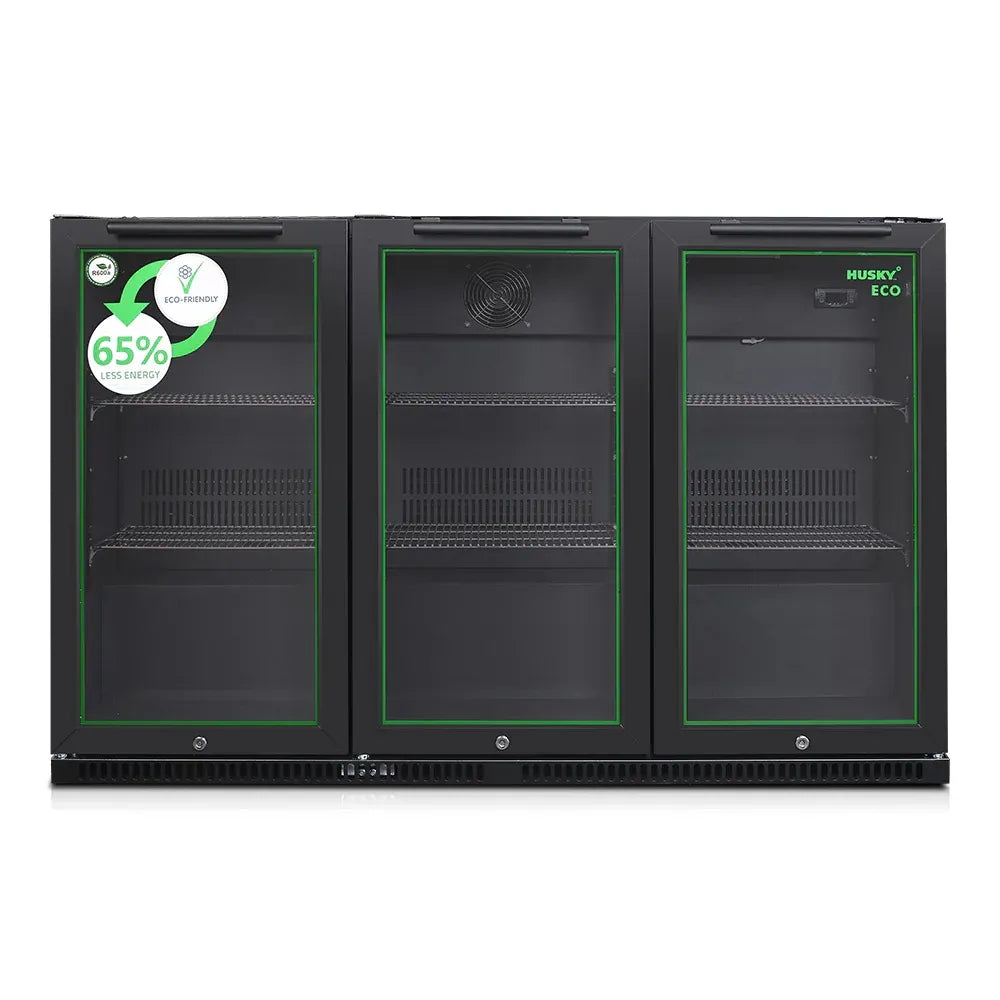 Husky 280L Eco Triple Door Back Bar Drinks Chiller - Black C3HECO840BKAU