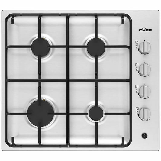 Chef 60cm Natural Gas Cooktop Battery Ignition - Stainless Steel CHG642SC