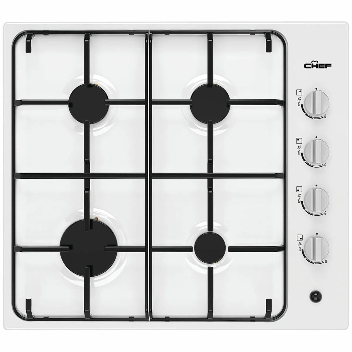 Chef 60cm Natural Gas Battery Ignition Cooktop - White CHG642WC