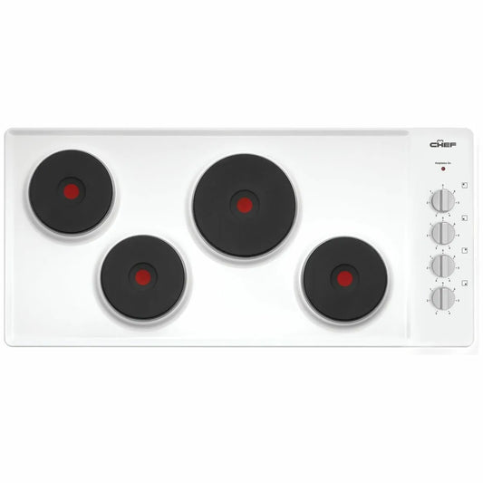 Chef 90cm Electric Enamel Cooktop - White CHS942WB