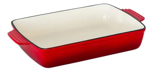 Healthy Choice Enamelled Cast Iron 38.5x23cm Rectangular Roaster 3.4L - Red CIR04