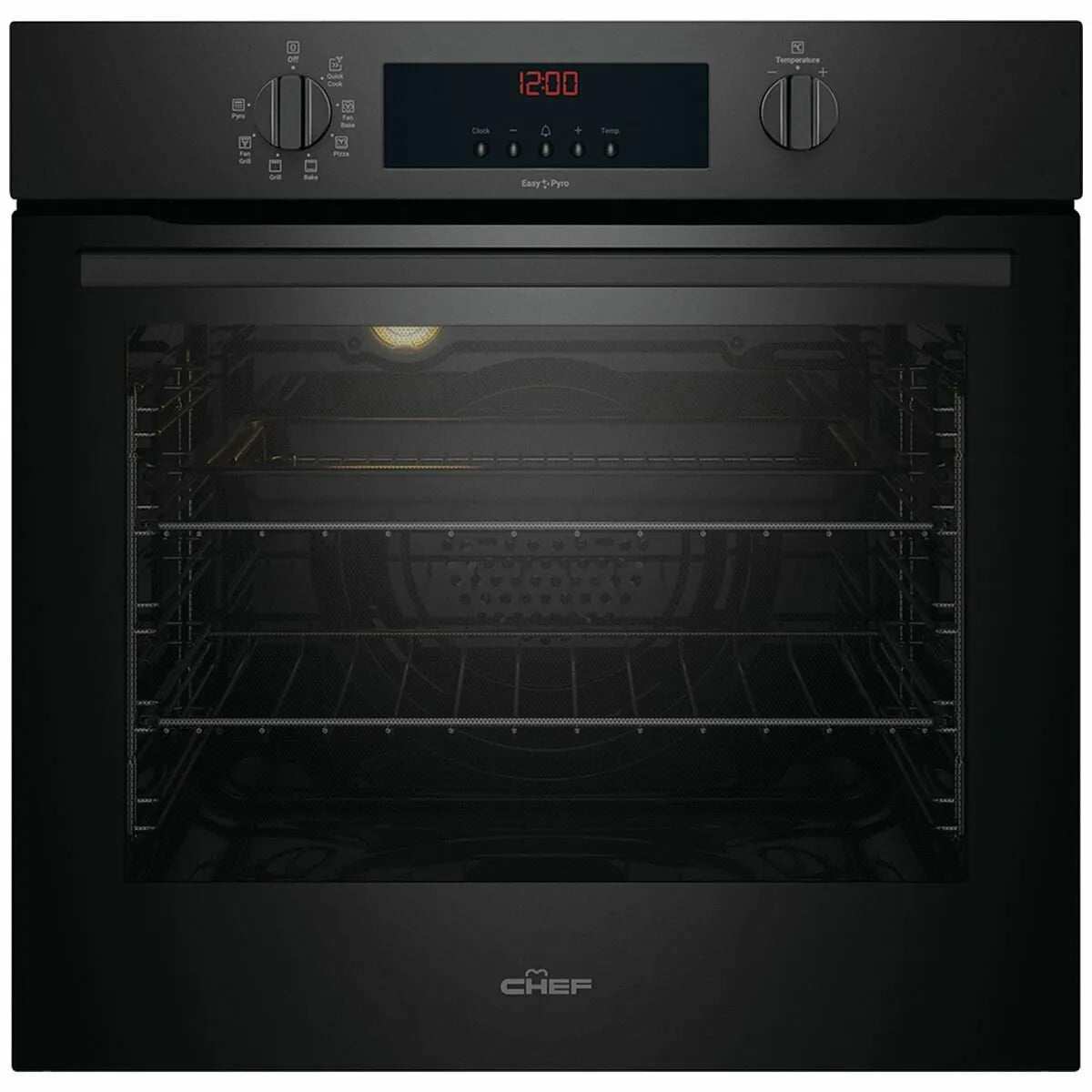 Chef 60cm Electric Built-In Multi-Function Oven with Easy Pyro Clean CVEP614DB