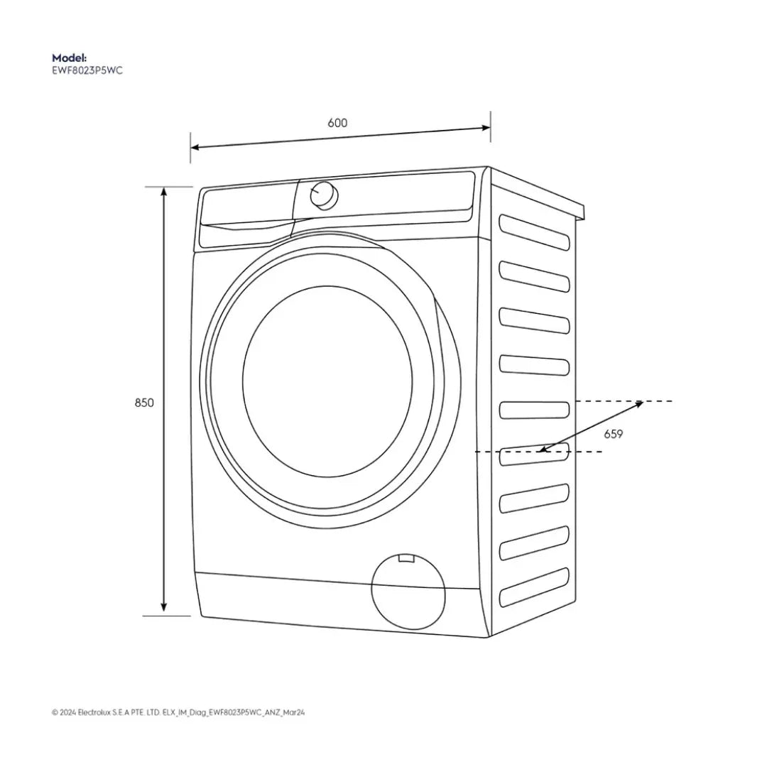 Electrolux 8kg UltimateCare 500 Front Load Washing Machine - White EWF8023P5WC