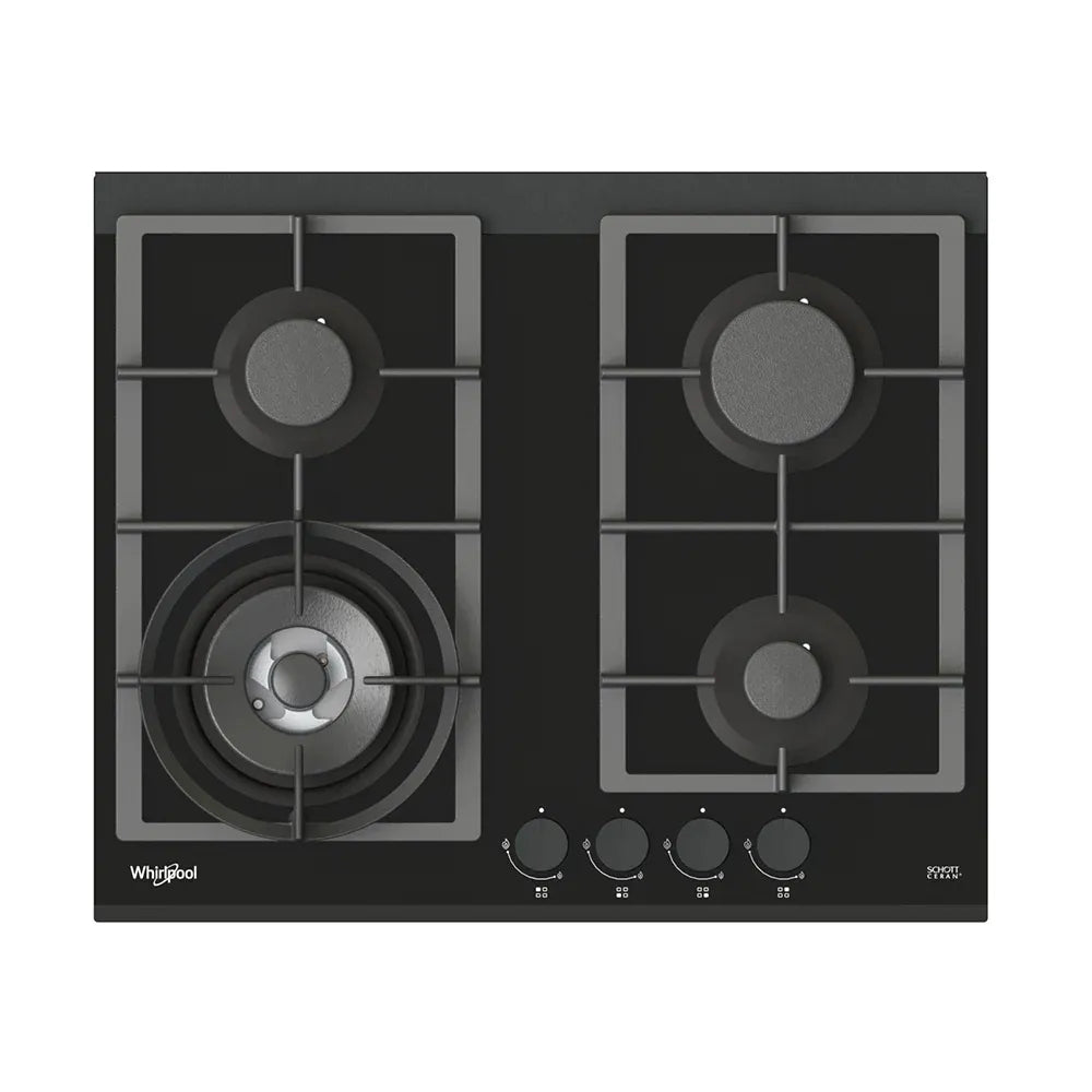 Whirlpool 60cm 4 Burner Gas Glass Cooktop - Black GGW610NBAUS