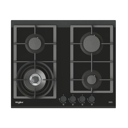 Whirlpool 60cm 4 Burner Gas Glass Cooktop - Black GGW610NBAUS