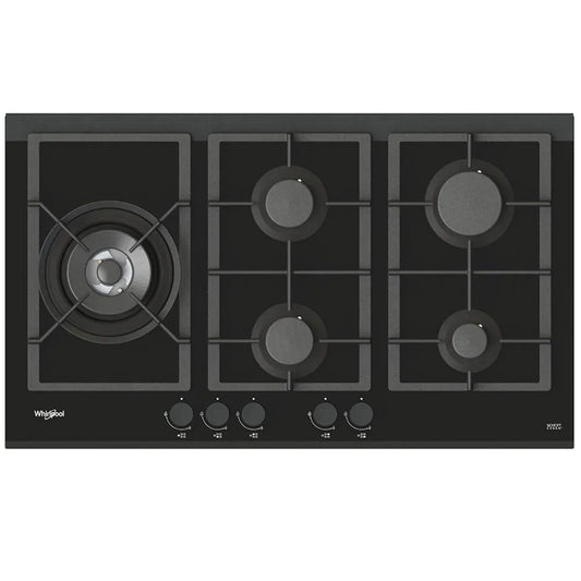 Whirlpool 90cm 5 Burner Gas Glass Cooktop - Black GGW870NBAUS