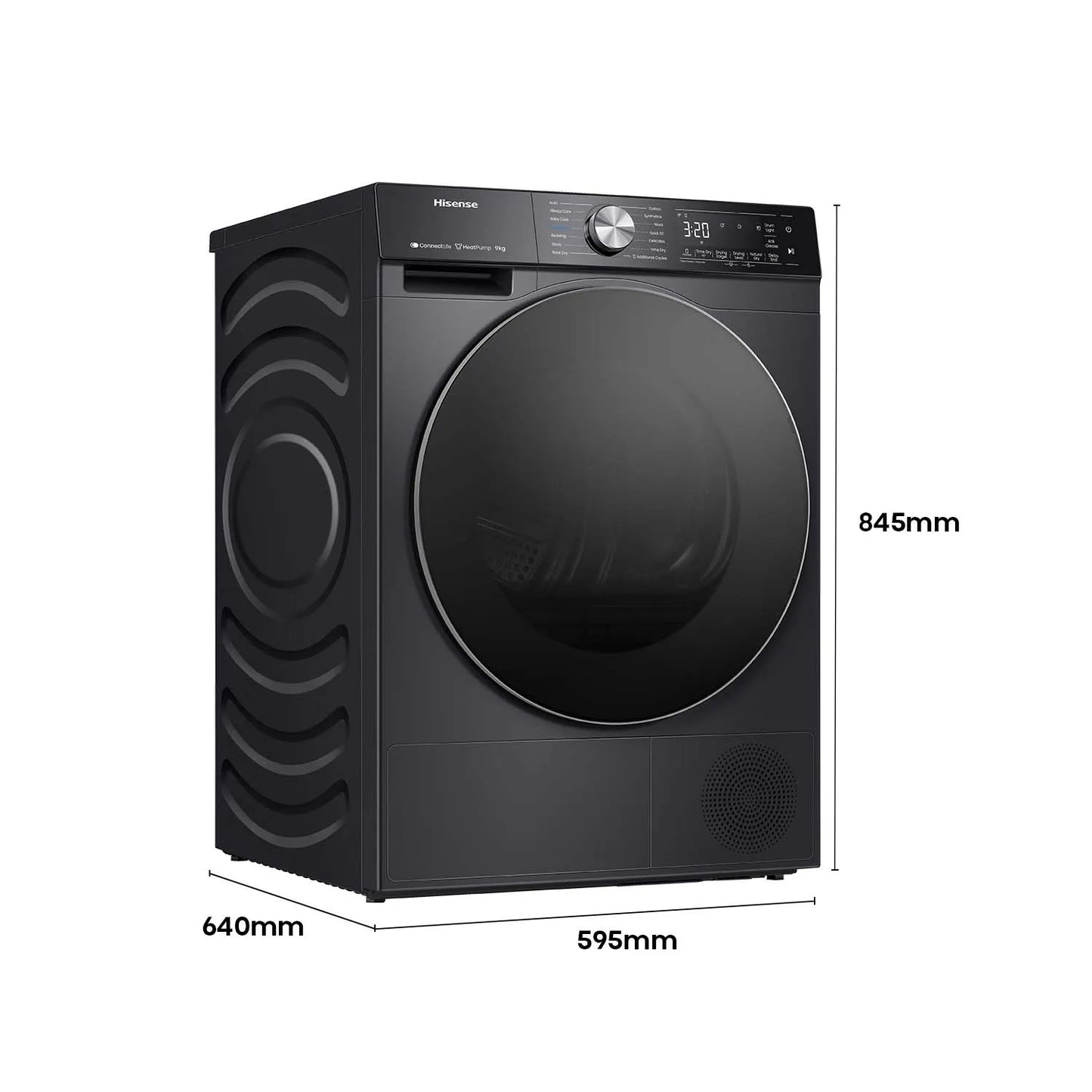 Hisense 9kg Series 7 Heat Pump Dryer - Charcoal Black HDF7S90HB