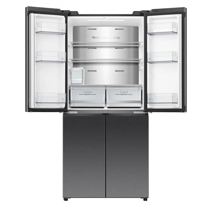 Hisense 483L PureFlat Slim French Door Fridge - Black Stainless Steel HRCD483TBW