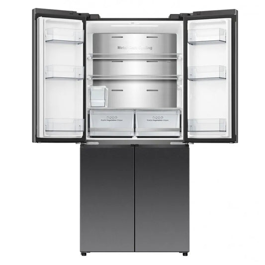 Hisense 483L PureFlat Slim French Door Fridge - Black Stainless Steel HRCD483TBW