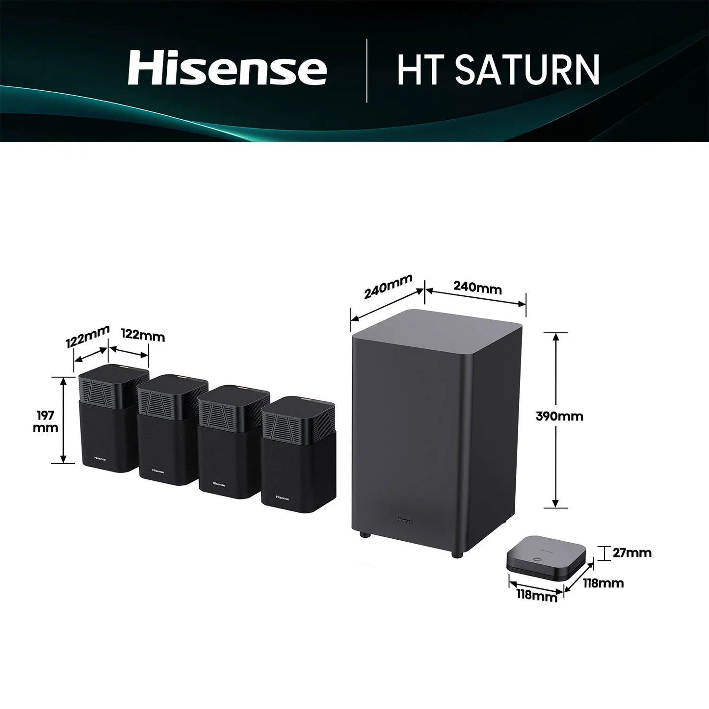 Hisense 4.1.2ch Home Theatre System with Dolby Atmos HT-SATURN