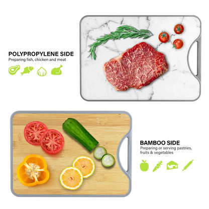 Kleva Double Sided Bamboo and Marble Look Chopping Board KBMCB004