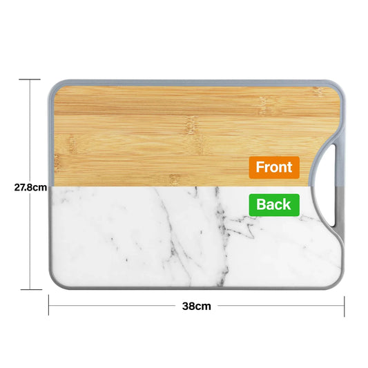 Kleva Double Sided Bamboo and Marble Look Chopping Board KBMCB004