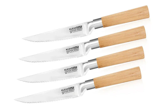 KlevaCut Master Series 4 Piece Bamboo Steak Knives Set KCMSB200
