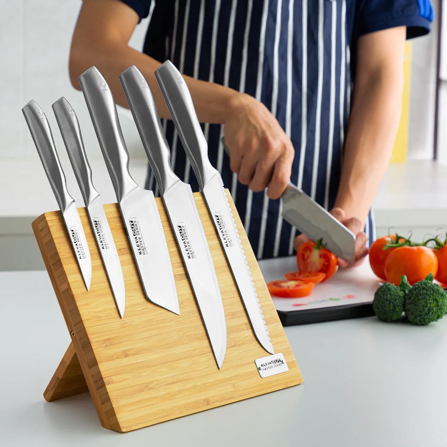 KlevaCut Bamboo Magnetic Knife Block KCMSBB01