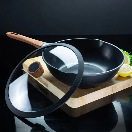 Kleva Diamond Earth 30cm Wok and Glass Lid KDEWOK30