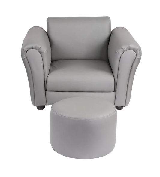 Lenoxx Young Childrens Sofa Chair With Footstool - Grey KS541G