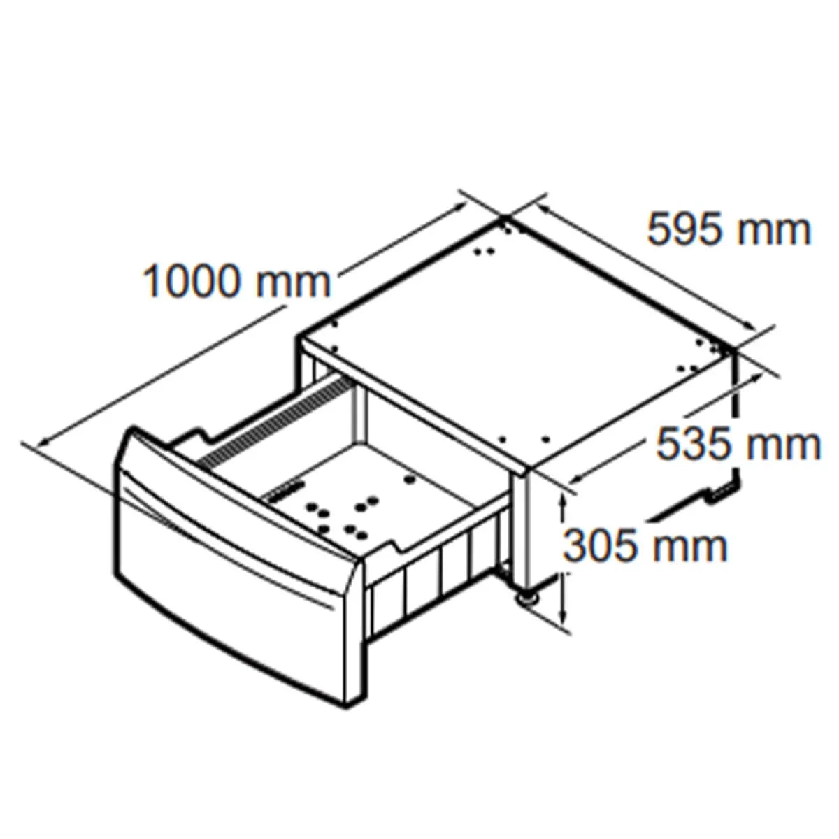 Electrolux Laundry Pedestal with drawer, suitable for 60cm base washers/dryers (heat-pump dryer compatible) PDST61
