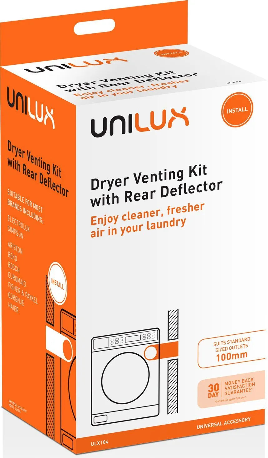 Unilux Universal Dryer Venting Kit, With Rear Deflector ULX104