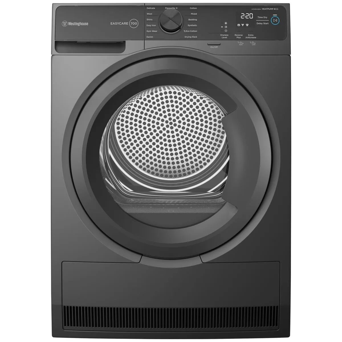 Westinghouse 8kg EasyCare 700 Series Heat Pump - Metallic Grey WDH804N8SA