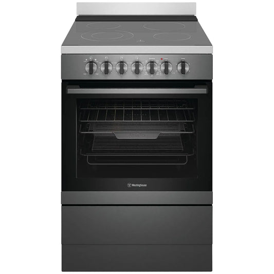 Westinghouse 60cm Electric Freestanding Oven and Ceramic Cooktop - Dark Stainless Steel WFE646DSCB
