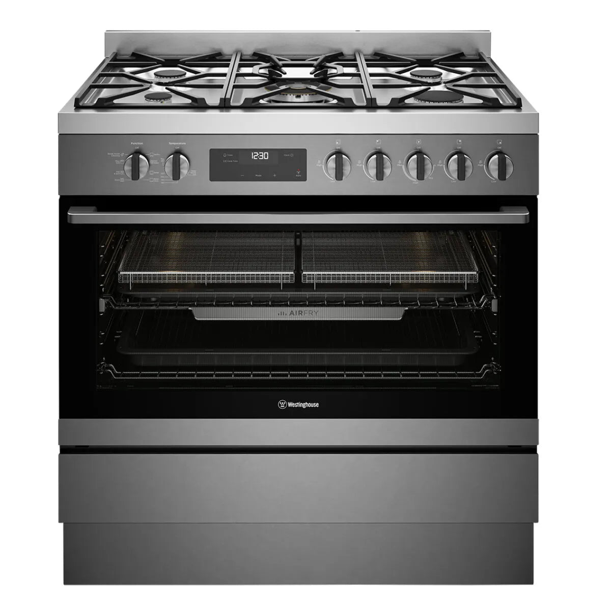 Westinghouse 90cm Dual Fuel Freestanding Cooker with AirFry Dark - Stainless Steel WFE9516DD
