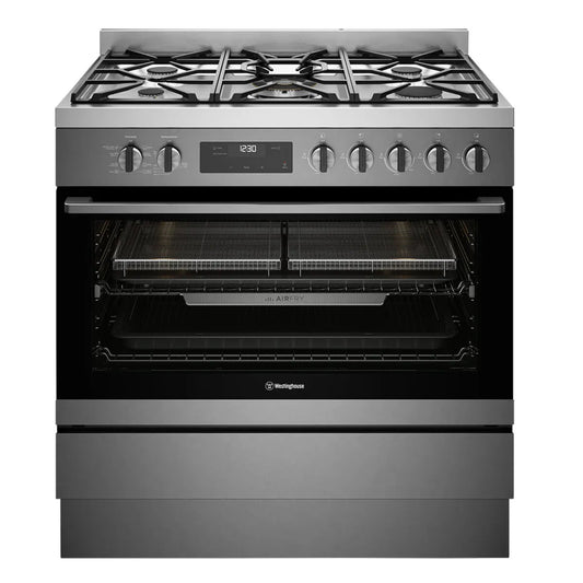 Westinghouse 90cm Dual Fuel Freestanding Cooker with AirFry Dark - Stainless Steel WFE9516DD