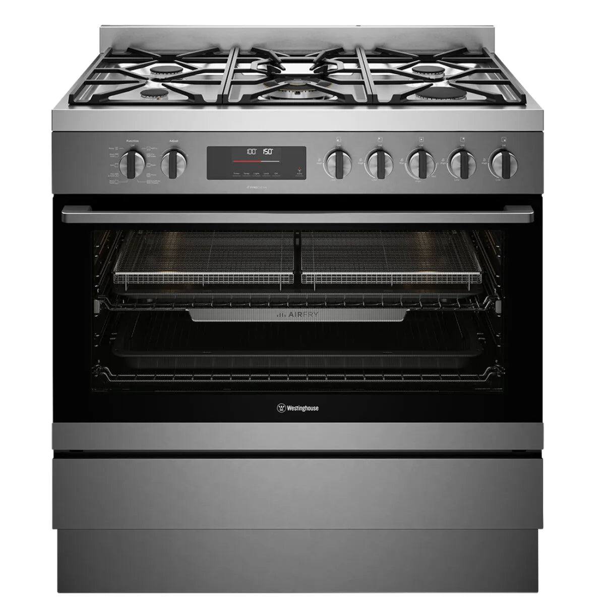 Westinghouse 90cm Dual Fuel Pyrolytic Freestanding Cooker with SteamBake - Dark Stainless Steel WFEP9717DD