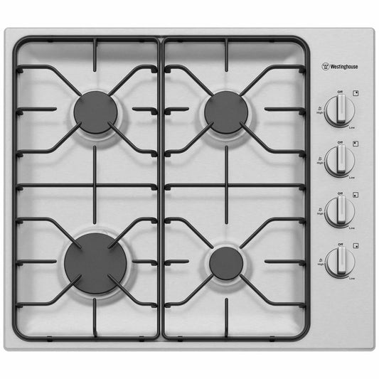 Westinghouse 60cm 4 Burner Gas Cooktop - Stainless Steel WHG640SC