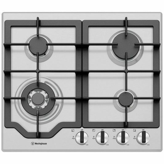 Westinghouse 60cm 4 Burner Natural Gas Cooktop - Stainless Steel WHG644SC