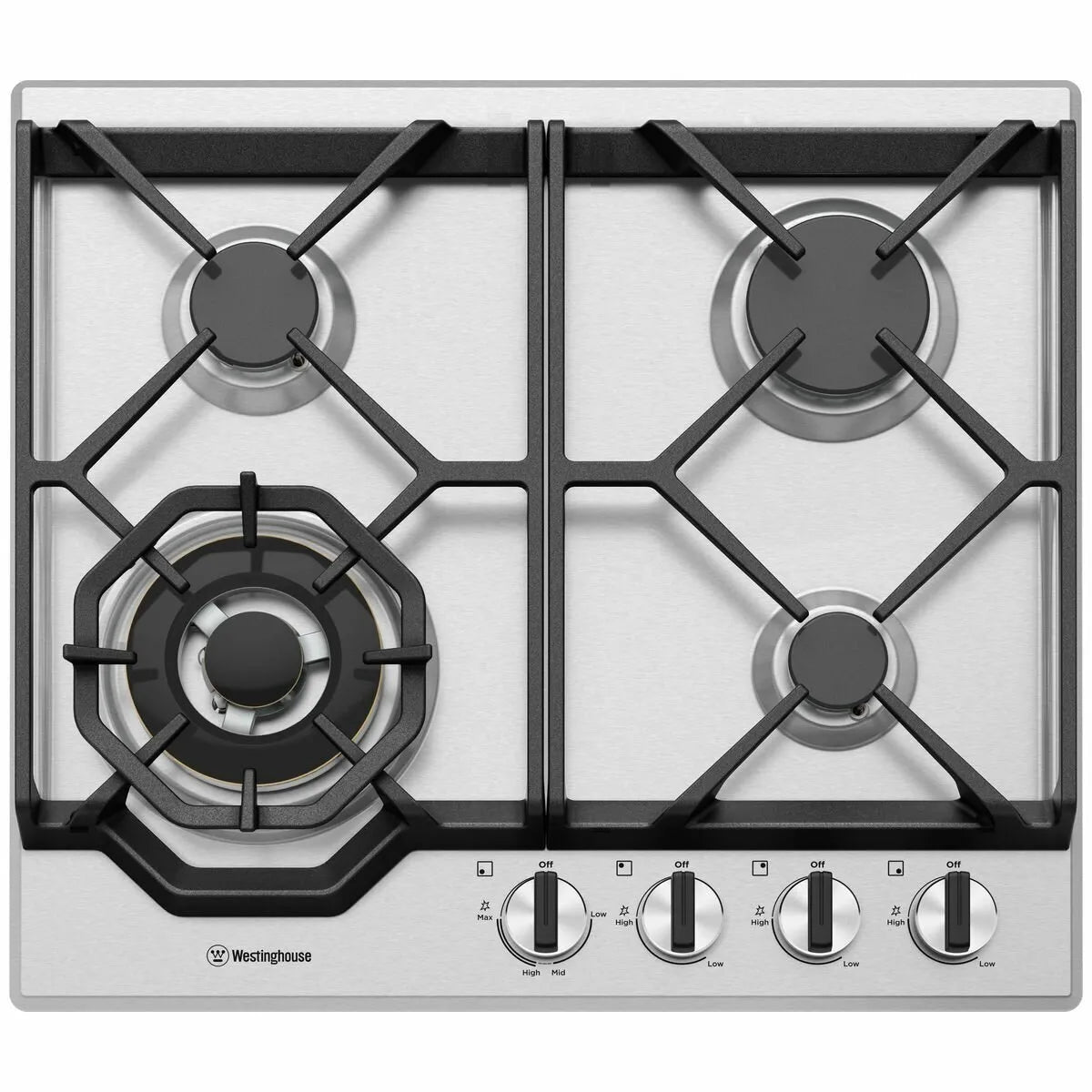 Westinghouse 60cm 4 Burner Gas Cooktop - Stainless Steel WHG648SC