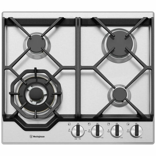 Westinghouse 60cm 4 Burner Gas Cooktop - Stainless Steel WHG648SC